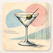 Art minimaliste pastel martini moderne du milieu d