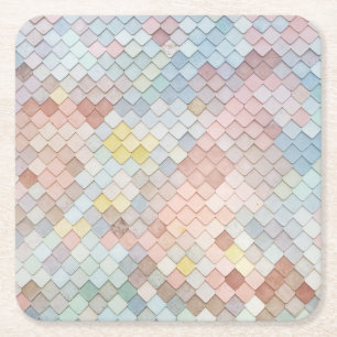 Dessous-de-verre Carré En Papier Art motif Cute Pastel Motif Design géométrique