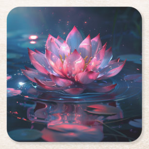 Dessous-de-verre Carré En Papier Art numérique à fleurs Lotus