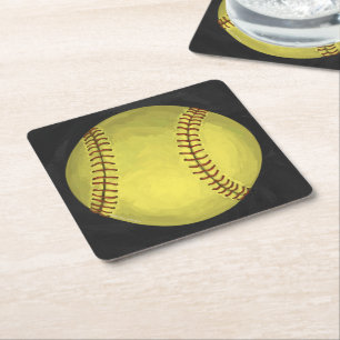 Dessous-de-verre Carré En Papier Art Softball Peint