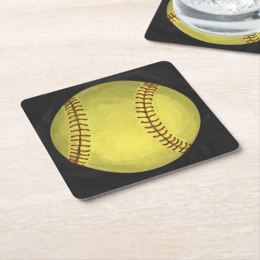 Dessous-de-verre Carré En Papier Art Softball Peint (Incliné)