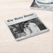 Dessous-de-verre Carré En Papier Article journal Mariage Réception (Incliné)