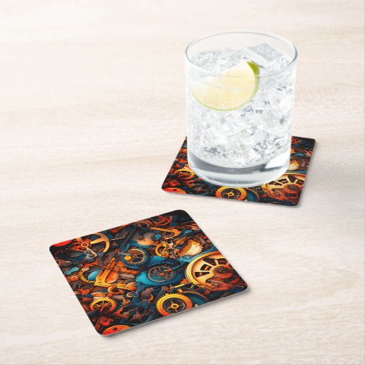 Dessous-de-verre Carré En Papier Artsy Gears (En situation)