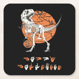 Dessous-de-verre Carré En Papier ASL Halloween III joyeuse - belle saison Éffrayant