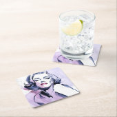 Dessous-de-verre Carré En Papier Assez dans le pourpre (En situation)