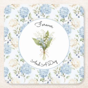 Dessous-de-verre Carré En Papier Assez Romantique Bleu Crème Floral Baby Shower