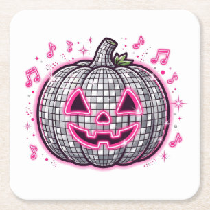 Dessous-de-verre Carré En Papier Assiette de fête Halloween Citrouille Disco Rose