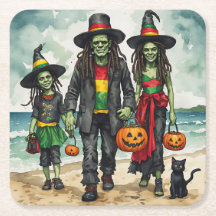 Assiette de plage Halloween Famille Zombie