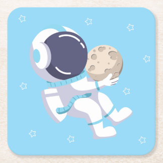 Dessous-de-verre Carré En Papier Astronaute Bleu Clair - Dessous de Verre en Papier
