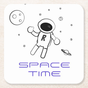 Dessous-de-verre Carré En Papier Astronaute dans l'espace - Dessin artistique en no