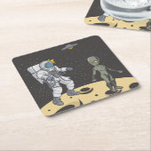 Dessous-de-verre Carré En Papier Astronaute et alien (Incliné)