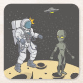 Dessous-de-verre Carré En Papier Astronaute et alien (Devant)