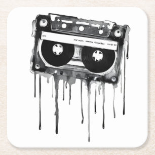 Dessous-de-verre Carré En Papier audiocassette vintage