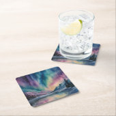 Dessous-de-verre Carré En Papier Aurora Borealis (En situation)
