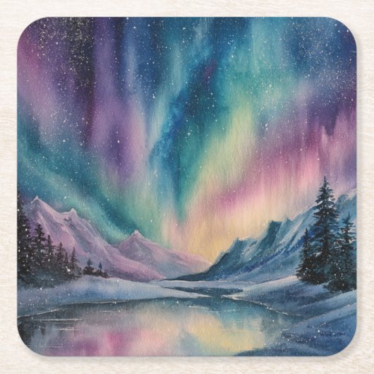 Dessous-de-verre Carré En Papier Aurora Borealis (Devant)
