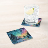 Dessous-de-verre Carré En Papier Aurora Borealis (En situation)