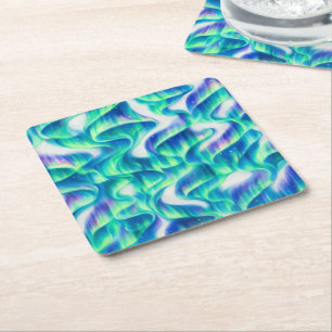 Dessous-de-verre Carré En Papier Aurore Boréale Motif Abstrait