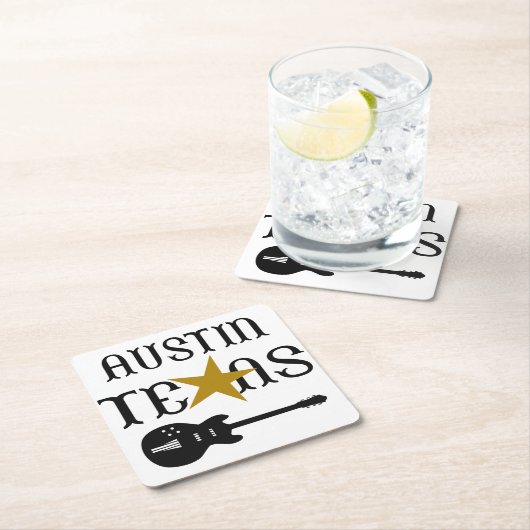Dessous-de-verre Carré En Papier Austin Texas (En situation)