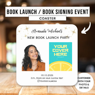 Dessous-de-verre Carré En Papier Auteur Écrivain Lancement de livre Soirée de bienv