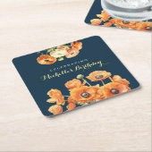 Dessous-de-verre Carré En Papier Automne Anniversaire Fête Automne Fete Orange Blos (Incliné)