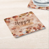 Dessous-de-verre Carré En Papier Automne Automne Bon thanksgiving Feuille Brown (Incliné)