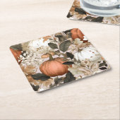 Dessous-de-verre Carré En Papier Automne / Automne Thanksgiving citrouilles (Incliné)
