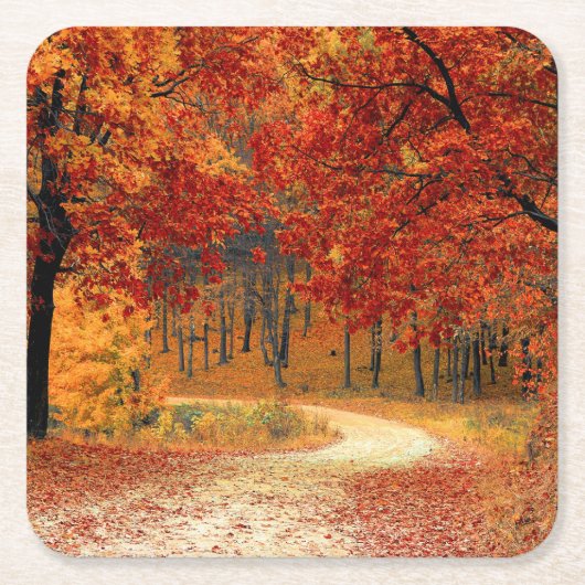 Dessous-de-verre Carré En Papier automne dans la forêt (Devant)