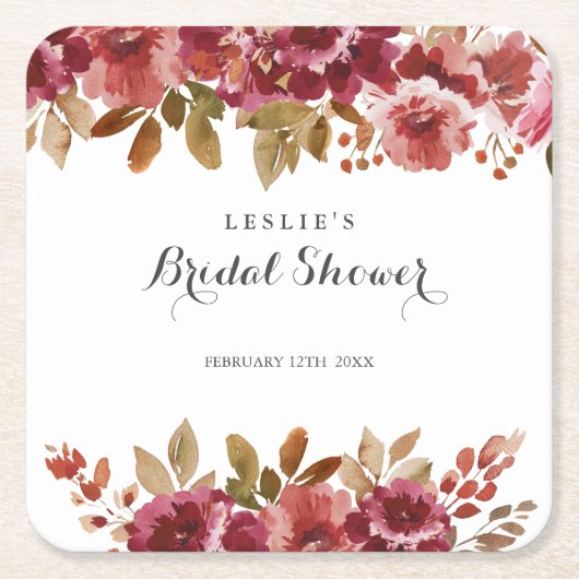 Dessous-de-verre Carré En Papier Automne Rustique Brunch & Fête des mariées Bubbly (Devant)