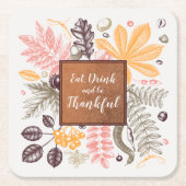 Dessous-de-verre Carré En Papier Automne Thanksgiving Botanical (Devant)
