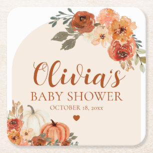 Dessous-de-verre Carré En Papier Automne Un Peu Citrouille Automne Baby shower Flor