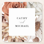 Dessous-de-verre Carré En Papier Autum Floral Rustique, Mariage de automne encadré (Devant)