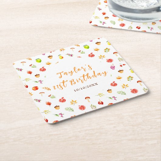 Dessous-de-verre Carré En Papier Autumn Fall Harvest Birthday Party (Incliné)
