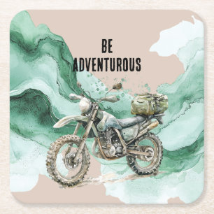 Dessous-de-verre Carré En Papier Aventure en moto Cream Green
