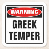 Dessous-de-verre Carré En Papier Avertissement Temper grec (Devant)