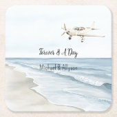 Dessous-de-verre Carré En Papier Avion bleu blanc (Devant)