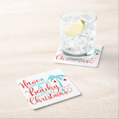 Dessous-de-verre Carré En Papier Ayez-vous un petit Noël de plage (En situation)