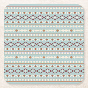 Dessous-de-verre Carré En Papier Aztec Formes Motif Rusts Crème Turquoise-Bleu