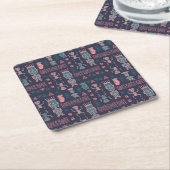 Dessous-de-verre Carré En Papier Aztec Pink et Aqua Indian Man (Incliné)