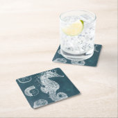 Dessous-de-verre Carré En Papier Azure Seahorse Study I (En situation)