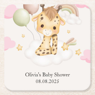 DESSOUS-DE-VERRE CARRÉ EN PAPIER BABBYLLAGE DE GIRAFEAU BÉBÉ