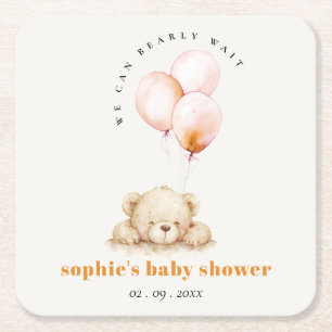 Dessous-de-verre Carré En Papier Baby shower à ballon d'attente rapide minimaliste 