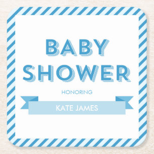 Dessous-de-verre Carré En Papier Baby shower bleu moderne