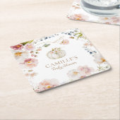 Dessous-de-verre Carré En Papier Baby shower Citrouille Boho Automne (Incliné)