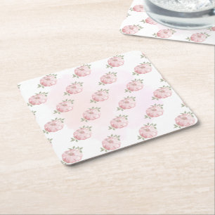 Dessous-de-verre Carré En Papier Baby shower d'automne rose petit Motif Citrouille