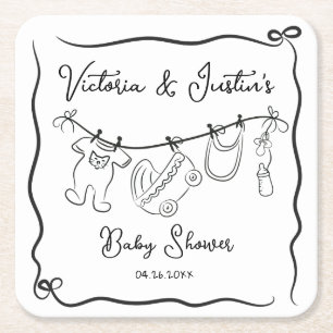 Dessous-de-verre Carré En Papier Baby shower de bienvenue Whimsical