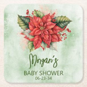 Dessous-de-verre Carré En Papier Baby Shower de Noël Genre Neutre