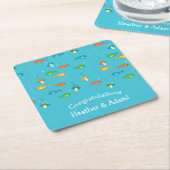 Dessous-de-verre Carré En Papier Baby shower de pêche (Incliné)