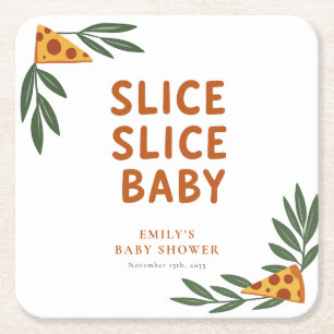 Dessous-de-verre Carré En Papier Baby shower de pizza pour bébés Slice Slice