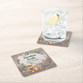 Dessous-de-verre Carré En Papier Baby shower d'hiver sur les animaux des bois (En situation)