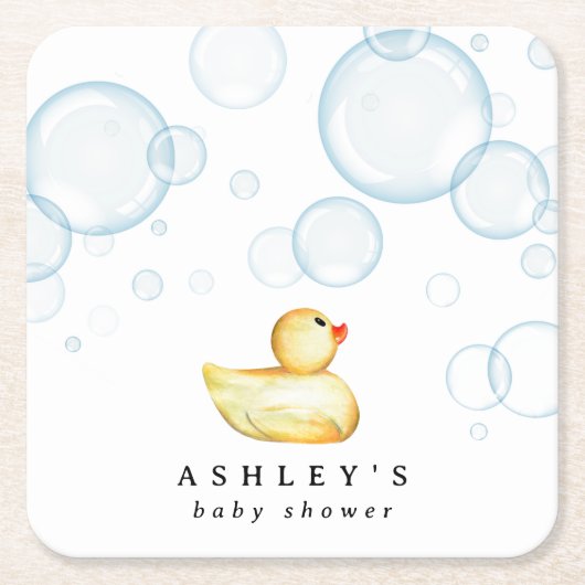 Dessous-de-verre Carré En Papier Baby shower en caoutchouc (Devant)